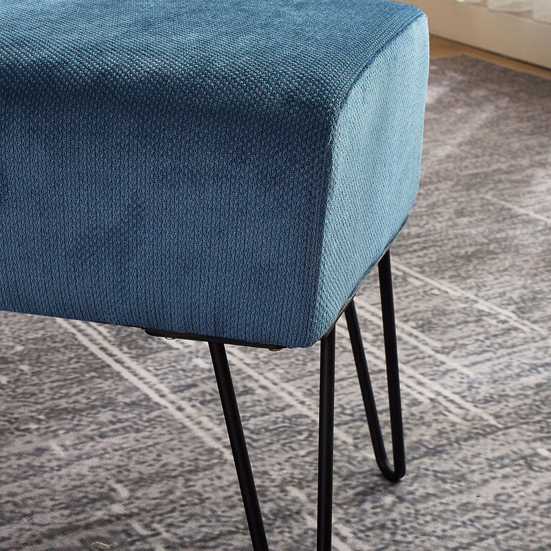 Avilla Upholstered Ottoman, Orion Blue Polyester
