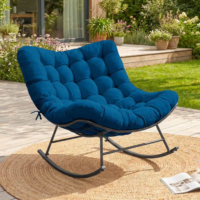 Chaise berçante d'extérieur surdimensionnée 39 "avec coussin Arusha Antilles, Brun