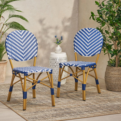 Chaises de bistro françaises d'extérieur, pe et aluminium, bleu marine, imprimé, rouille, sièges de décoration, rouille, jardin