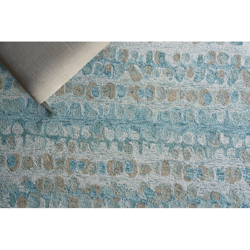 Rectangle Colorplay Hand Tutted Wool Area Rug in Navy, Rectangle 5' x 8'