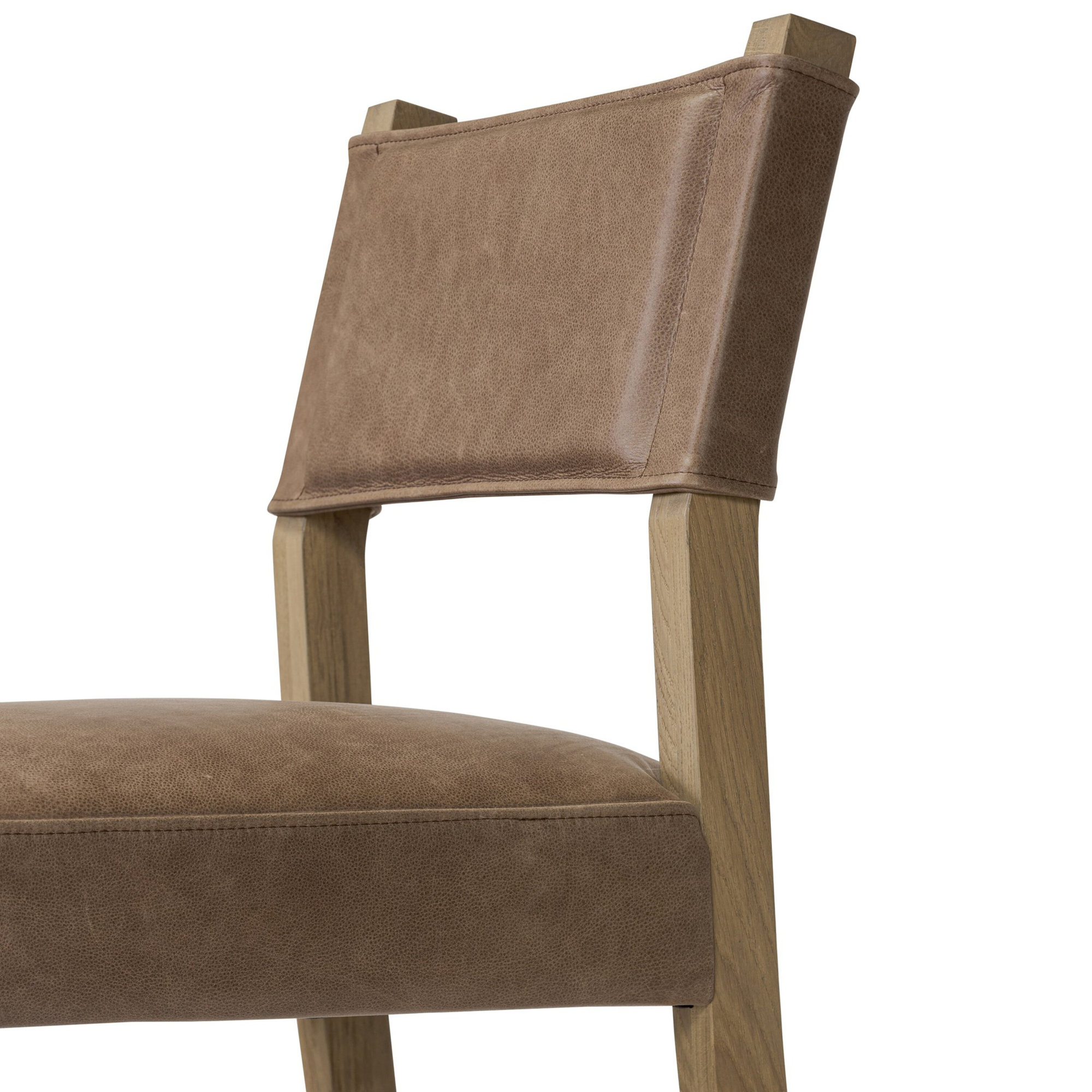 Lorretta Leather Stool, Bar Stool (29.92" Seat Height), Palermo Cigar/Genuine Leather, Light Oak