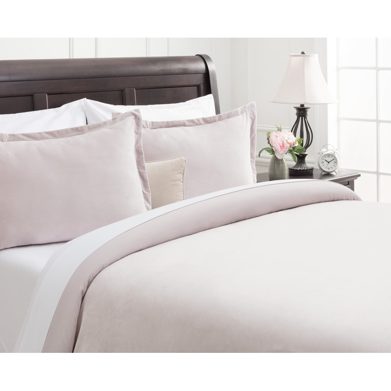 Chanasya Velvet Duvet Reversible Duvet Cover Set, Queen Duvet Cover + 2 Shams and 2 Pillowcases, Blush