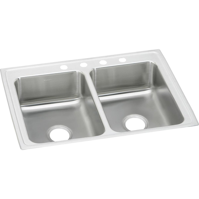 Évier de cuisine à double cuve encastrable L 25 po x l 19,5 po Lustertone, 4 trous