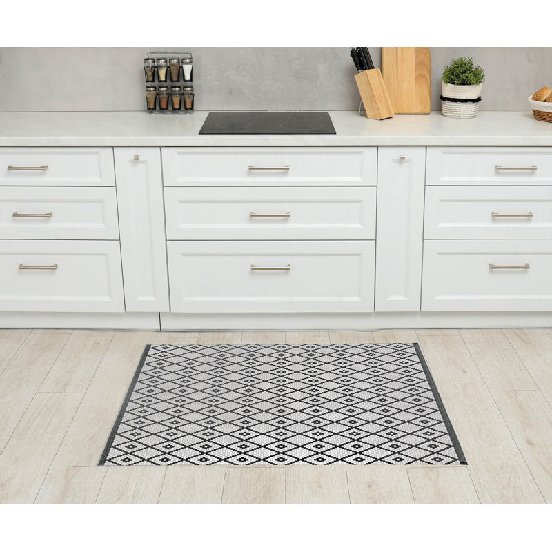 Tapis de cuisine Penny Tile Diamond, Gris anthracite, Rectangulaire 2 pi x 3 pi