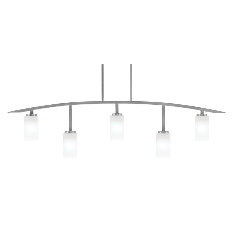 Barre d'éclairage 5 lumières kurve au fini graphite avec verre de 3,5 po, Blanc