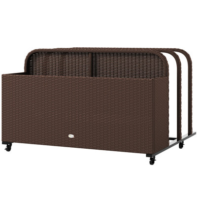 Organisateur de rangement flottant en PE pour piscine avec roulettes, brun