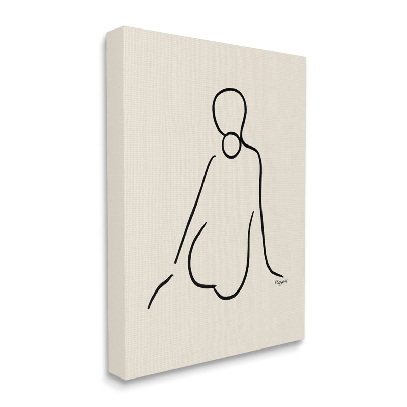 «Femelle assise sur une ligne de griffonnage», impression sur toile tendue, H 30 po x l 24 po x P 1,5 po