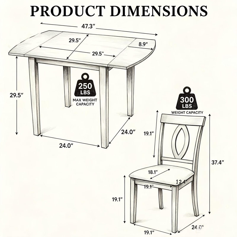 Ensemble de table de salle à manger 3 pièces à abattants, 1 table pliante extensible, 2 chaises rembourrées, ensemble de salle à manger pour 2 personnes