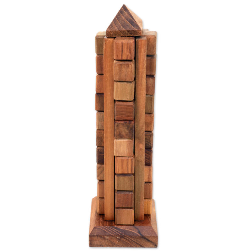 Sculpture de casse-tête en bois de teck