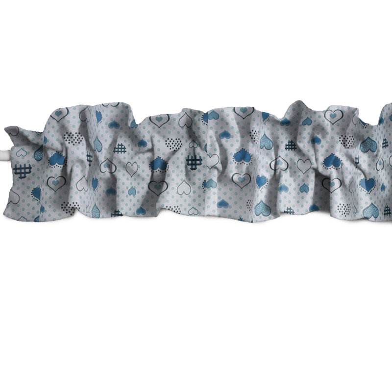 Cantonnière pour fenêtre à motif de cœurs et de pois, Bleu