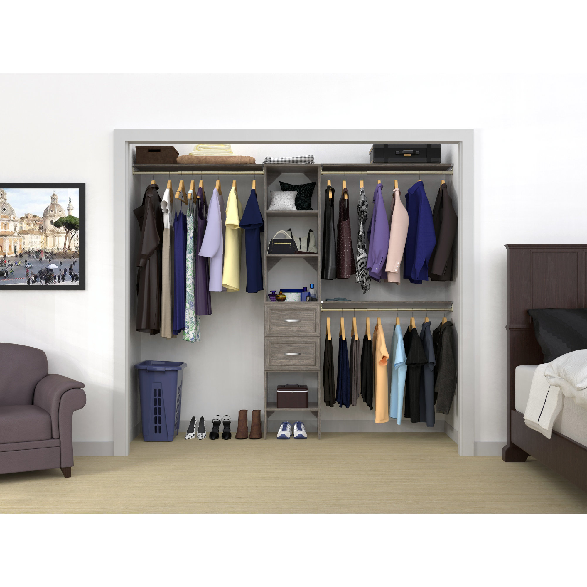 SuiteSymphony 77" to 113" Closet System Starter Kit, Graphite Gray