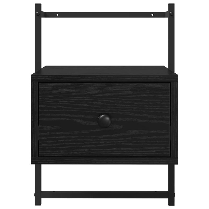 35cm W Manufactured Wood Bedside Table, Black Oak