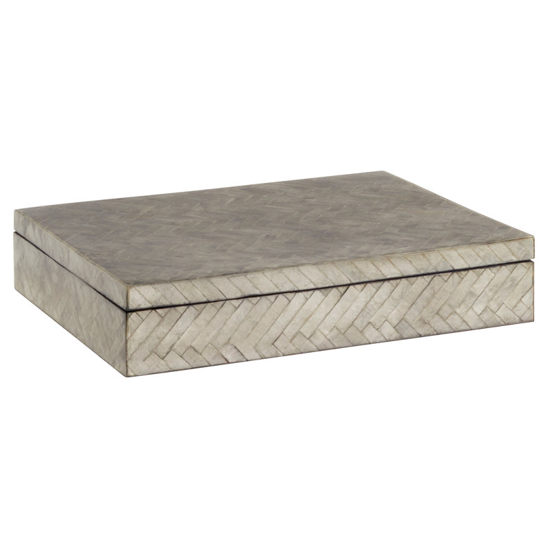 Boîte décorative Triton, Fumée, H 3,25 po x l 16,25 po x P 12,25 po