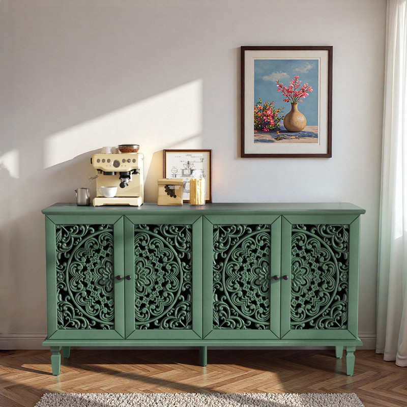 Buffet floral ajouré Floral, Vert antique