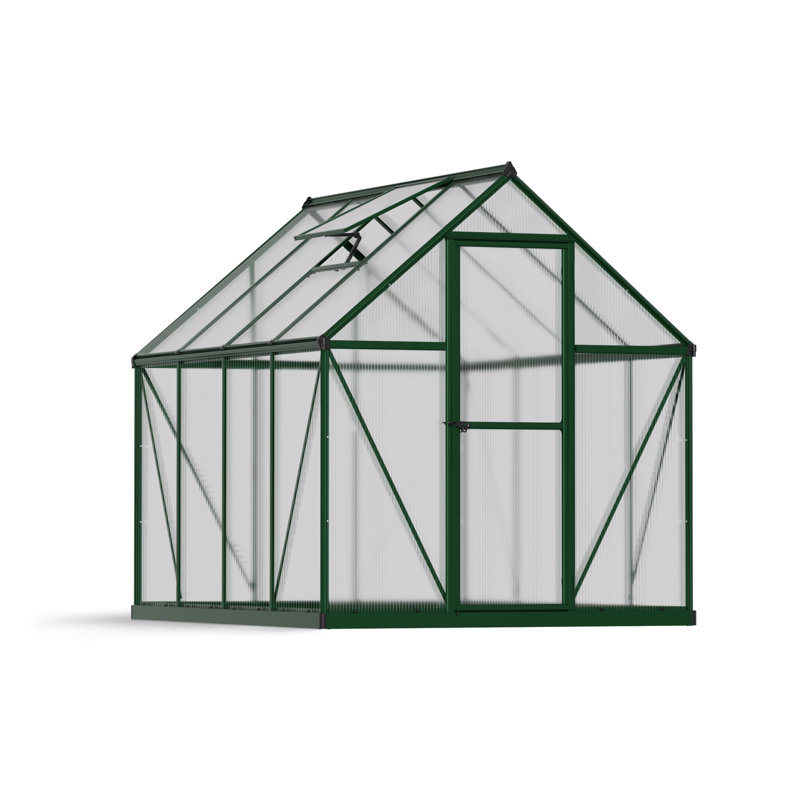 Mythos 6 Ft W x 4 Ft D Greenhouse, 208cm H x 185cm W x 306cm D, Green