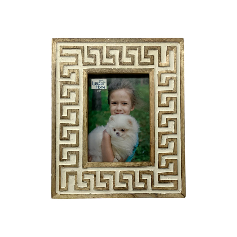 Cadre photo en bois sculpté à la main Athens, 5 po x 7 po