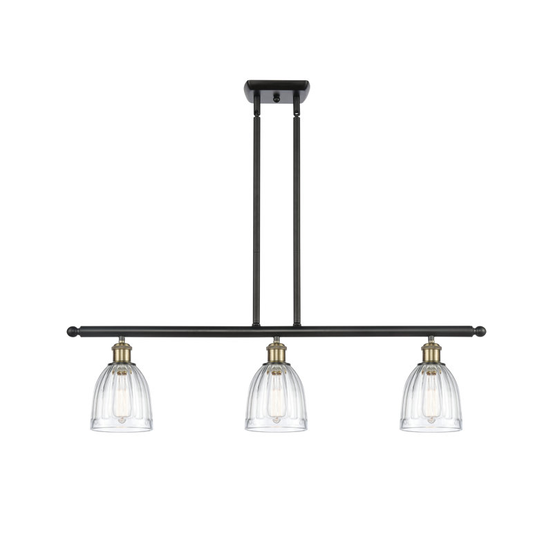 Luminaire suspendu en dôme à 3 lumières pour îlot de cuisine Dunder, Ampoule DEL 6 watts Vinage, Laiton antique noir