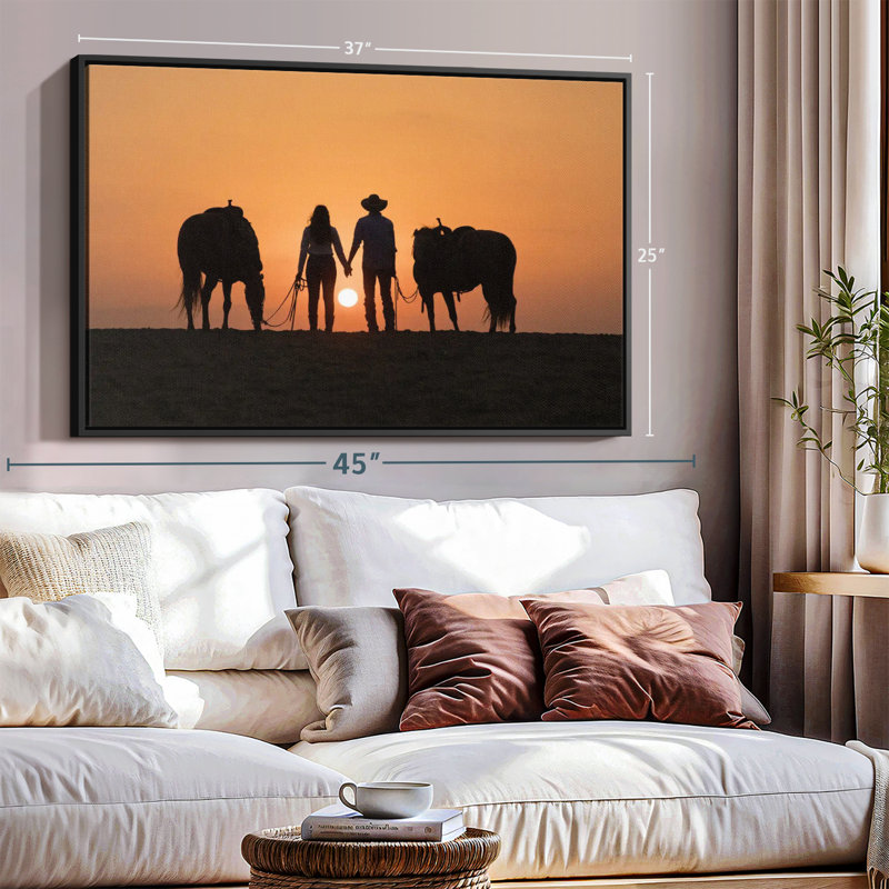 «Cowboy Couple Wall Art», H 25 po x l 37 po