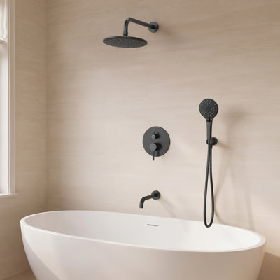 5-Spray Tub and Shower Faucet Set with Handheld Shower, Pressure-Balanced Valve and Tub Spout – Complete Shower System