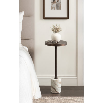 Hescott Metal and Marble Round Drink Table