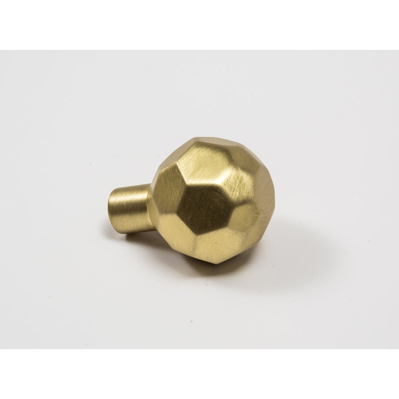 Facet Round Knob, Satin Brass, 1 1/8"