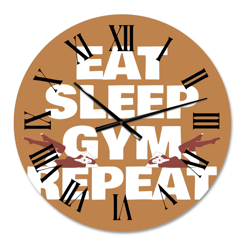 Eat Sleep Gym Illustration of Girls in Swimsuit - Modern wall clock, Medium