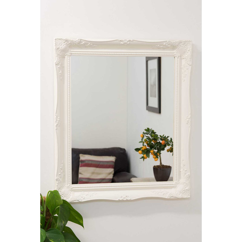 McLeansboro Wood Flat Mirror, White, 76cm H x 66cm W
