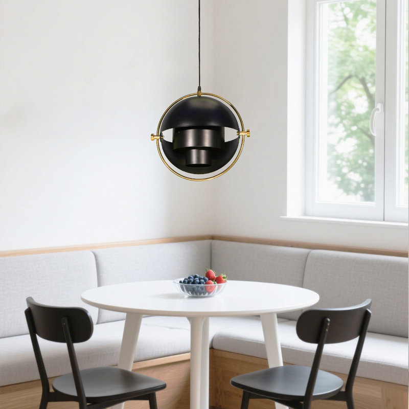 Lustre noir à tête simple en métal, 4 formes uniques