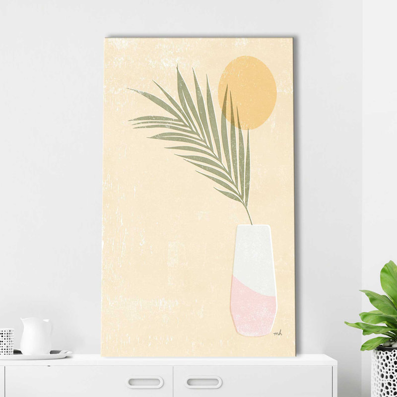 Sun Palm II Blush - peinture, L 42 po x H 72 po, Toile tendue