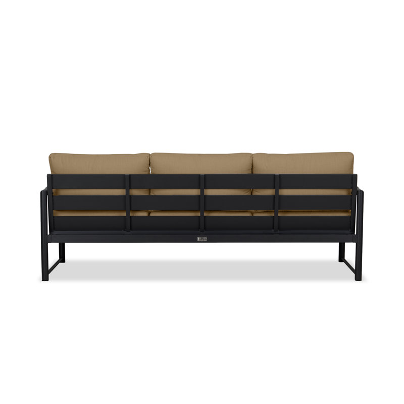 Alto Outdoor 3 - Seat Patio Sofa, Spectrum Peacock Sunbrella® Plainweave, Black