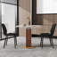 Ensemble 3 pièces de table de conférence moderne en pierre frittée carrée avec 2 chaises en cuir-755388880-755388887