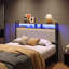 Tête de lit avec rangement et tête de lit en métal avec station de charge DEL et port USB-909688277-909688275