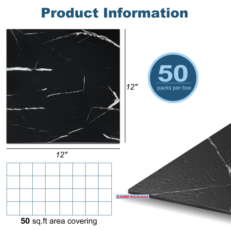 12" x 12" Luxury Vinyl Tile,Self-adhesive Vinyl Flooring, Diamond & Jazz