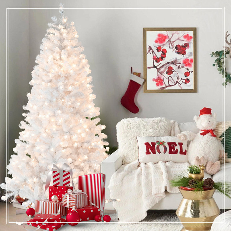 Arbre de Noël blanc 7,5 pi avec fil mémoire, 7.5"