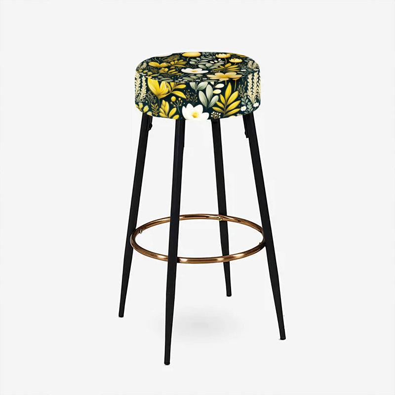 Elodea - Ensemble de 2 tabourets de bar à imprimé, Botanical Wanderlust - vert et jaune