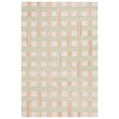 Tapis géométrique en laine / coton touffeté à la main Keyshun
