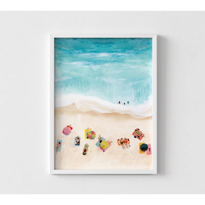 Maine Summer Outdoors Beach Painting, Framed Seaside Painting Prints, Tropical Beach Oversized Wall Art, Seashore Beach Decor Large Wall Art