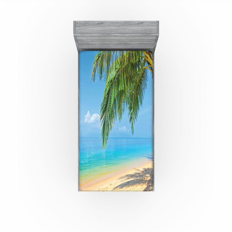 Ensemble de 2 draps-housse Ambesonne Landscape Tropic Botanic Image, Drap-housse de taille simple