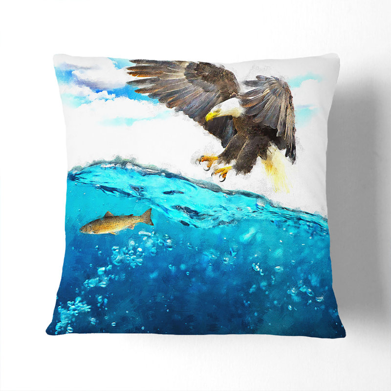 Eagle Hunting for Fish Cushion with Filling, 55cm H x 55cm W x 20cm D