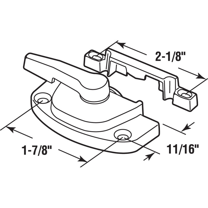 Serrure de ceinture Prime-Line, trous centraux de 1-7 / 8 po, convient aux fenêtres à simple et double fermeture, moulé sous pression, blanc (paquet simple)