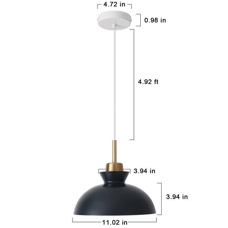 Luminaire suspendu simple à 1 lumière Gibran, Bleu