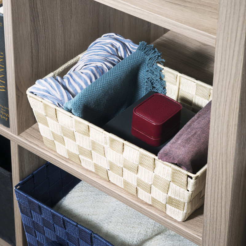 Panier en tissu non tissé, H 5 po x l 12 po x P 7 po, Ivoire
