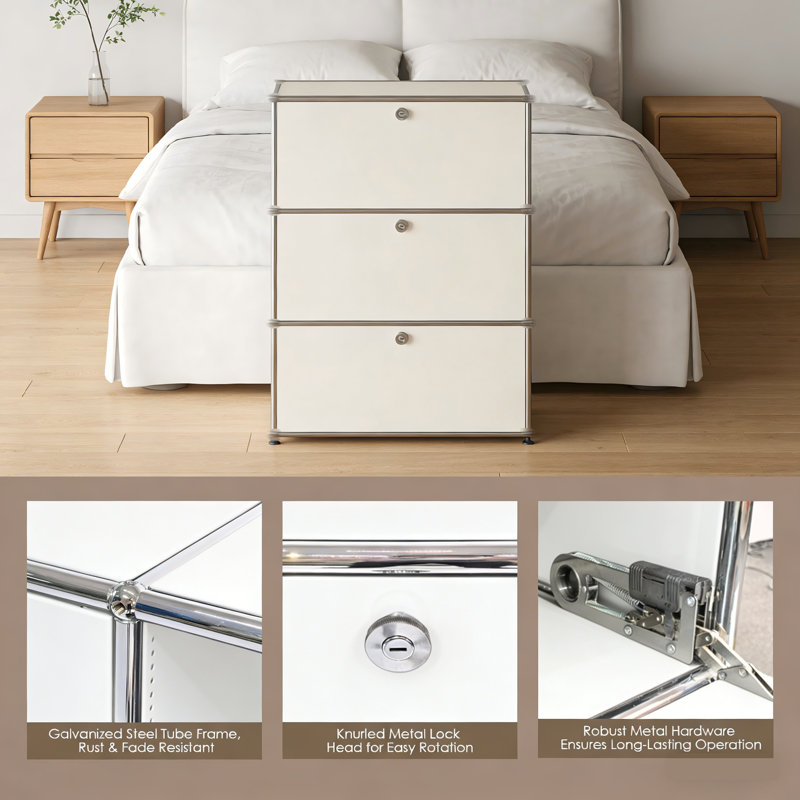 Modern Storage Cabinet, Modular Metal Sideboard, Versatile Steel Office Credenza & Lowboard for Living Room, Kitchen, Home Office