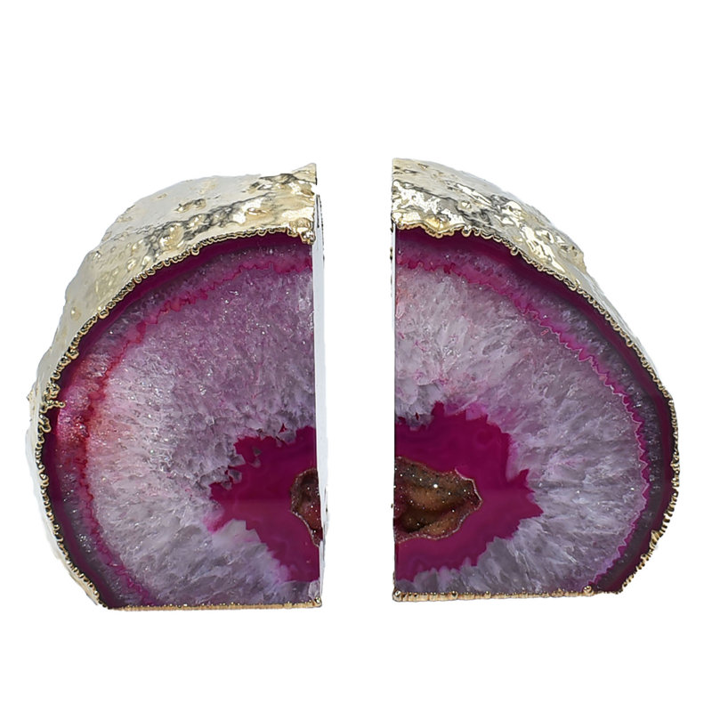 Grande serre-livres antidérapants en agate, Rose/or, H 4,5 po x l 5,5 po x P 2 po