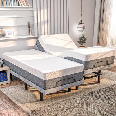 SF Adjustable Bed With 10"" Hybrid Mattress Included Massage, USB, Underbed Light, Wireless Remote & Wireless Remote & App Control Zero Gravity Bed -  Renanim, "SF Twin XL frame with 10"" Hybrid Mattress"