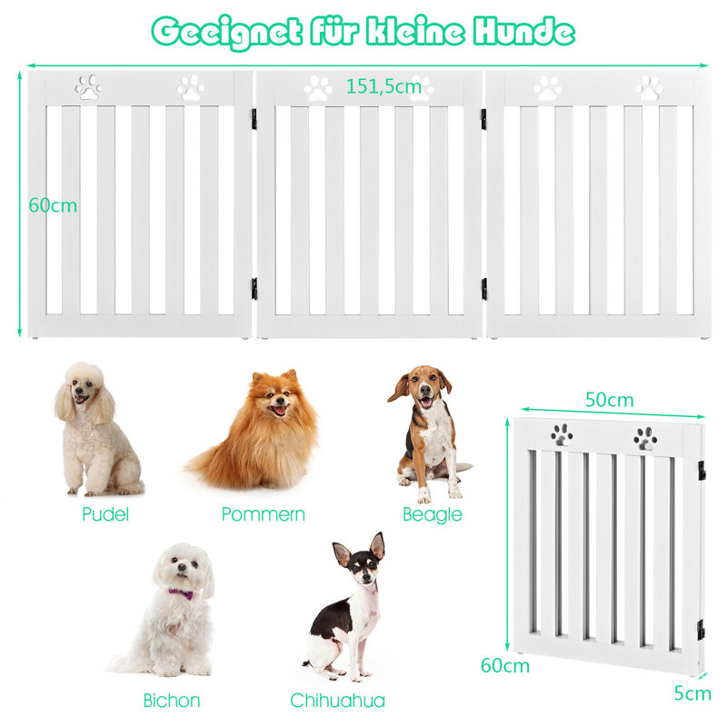 Kailyn Wood Free Standing Pet Gate, 151.5cm, Light Wood