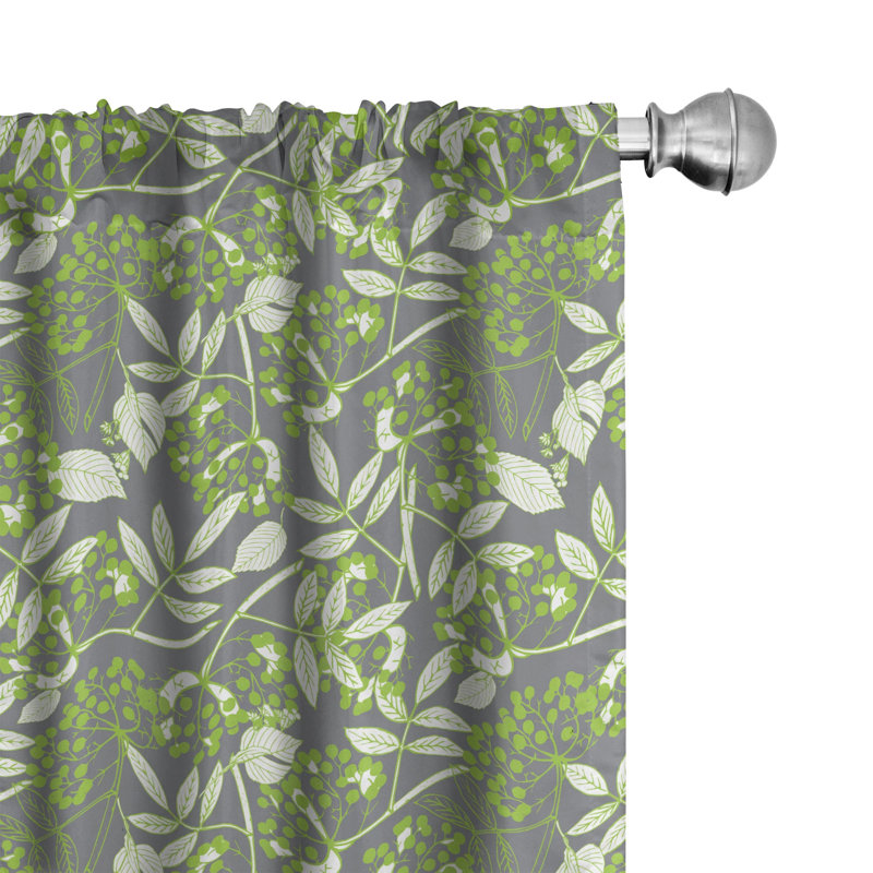 Vine Floral Semi-Sheer Rod Pocket Curtain Panels, 28" x 95"