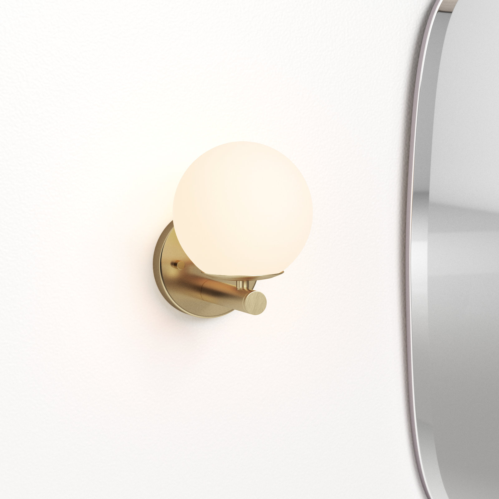 Chopin Single Light Glass Dimmable Armed Sconce, Brushed Gold