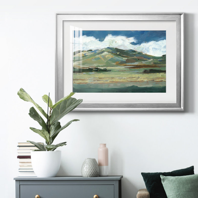 Western Sky II - peinture encadrée, H 26,5 po x l 36,5 po x P 1 po, Argent, Blanc