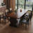 Brown+Black Rectangular Solid Wood Dining Table-1285185224
